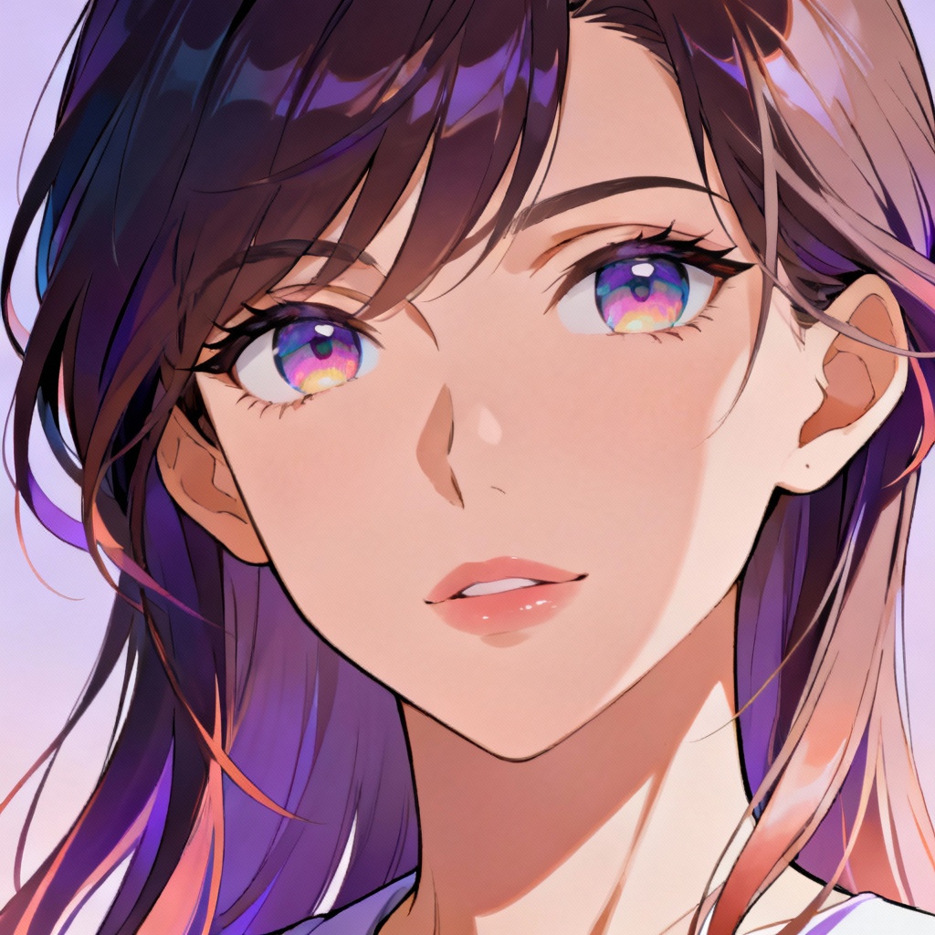Anime AI girl headshot with pastel background