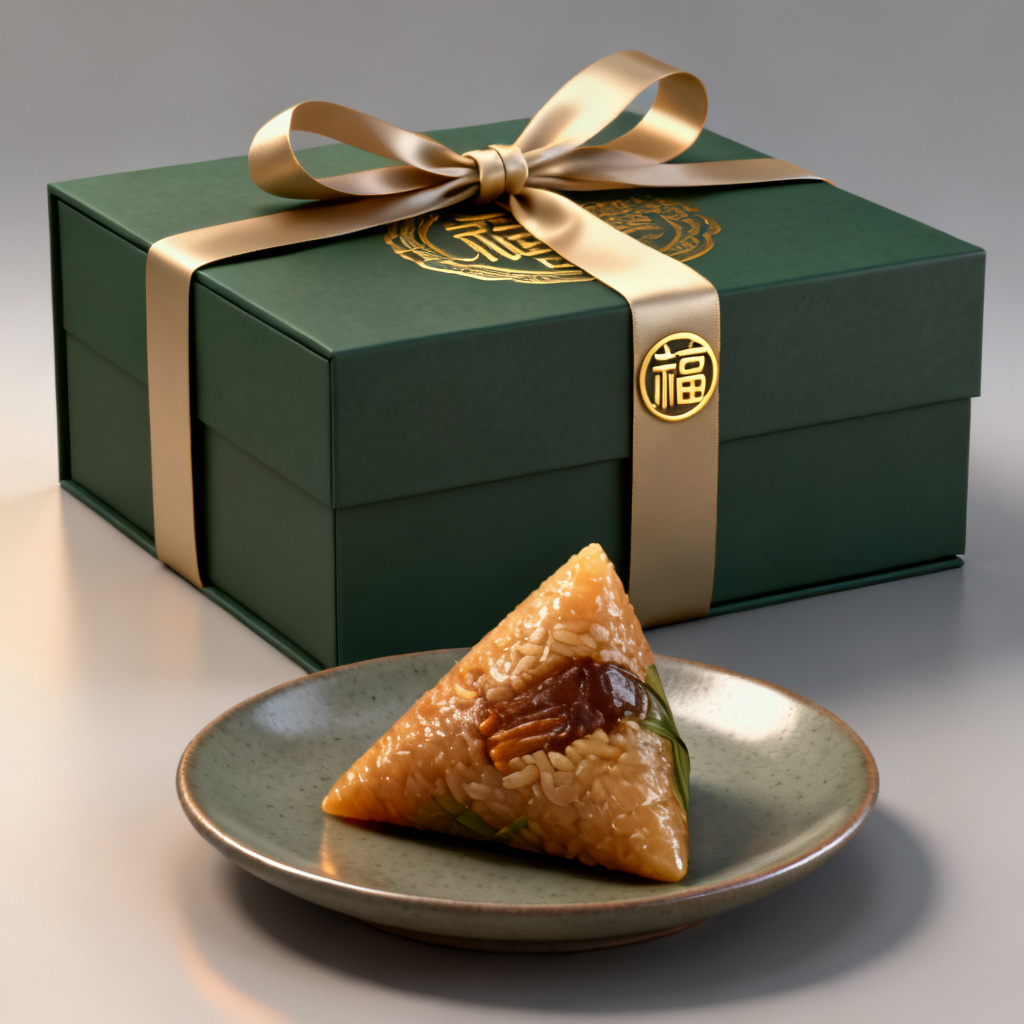 AI luxury zongzi packaging mockup with 3D render