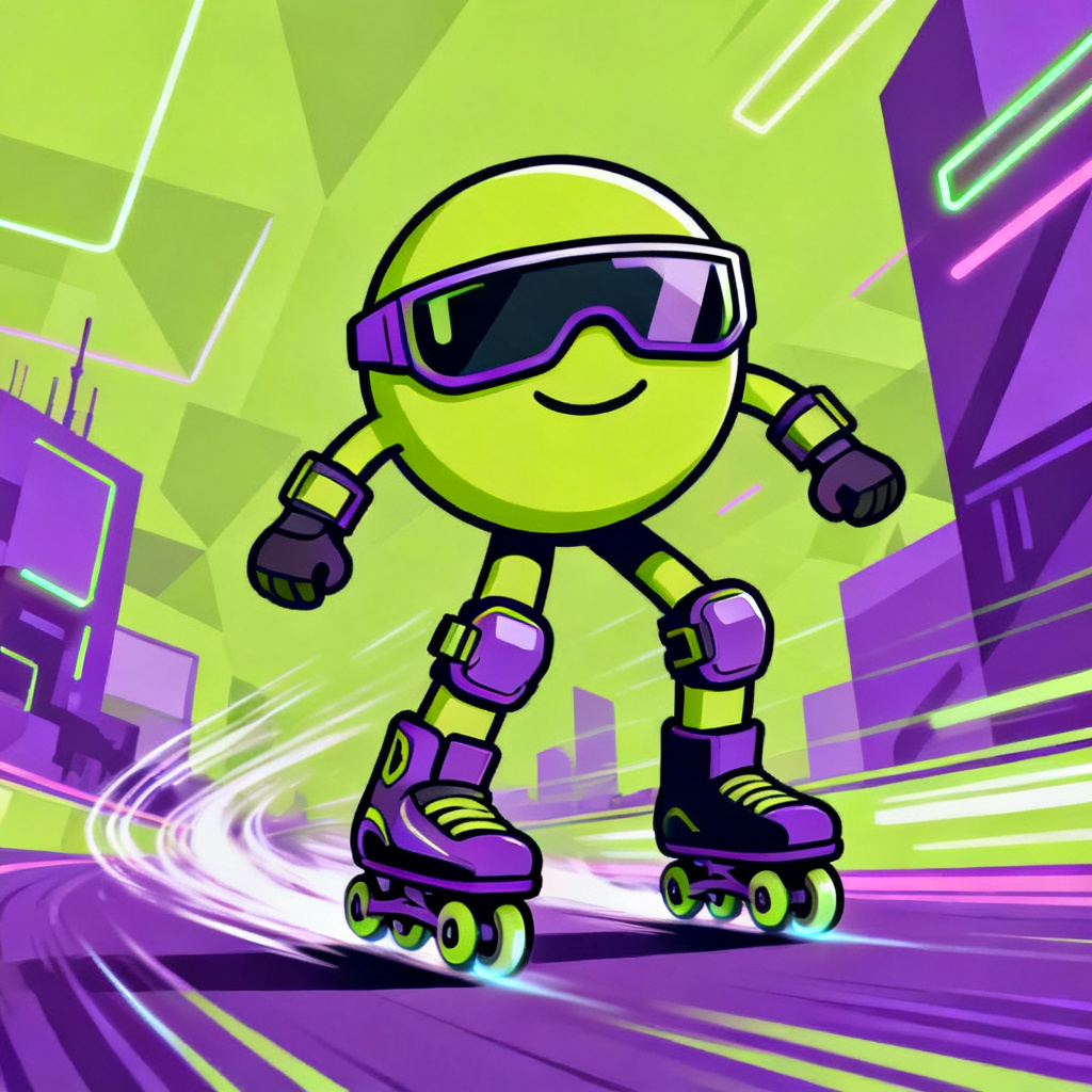 AI Sprunki cyber skater character in neon vector style