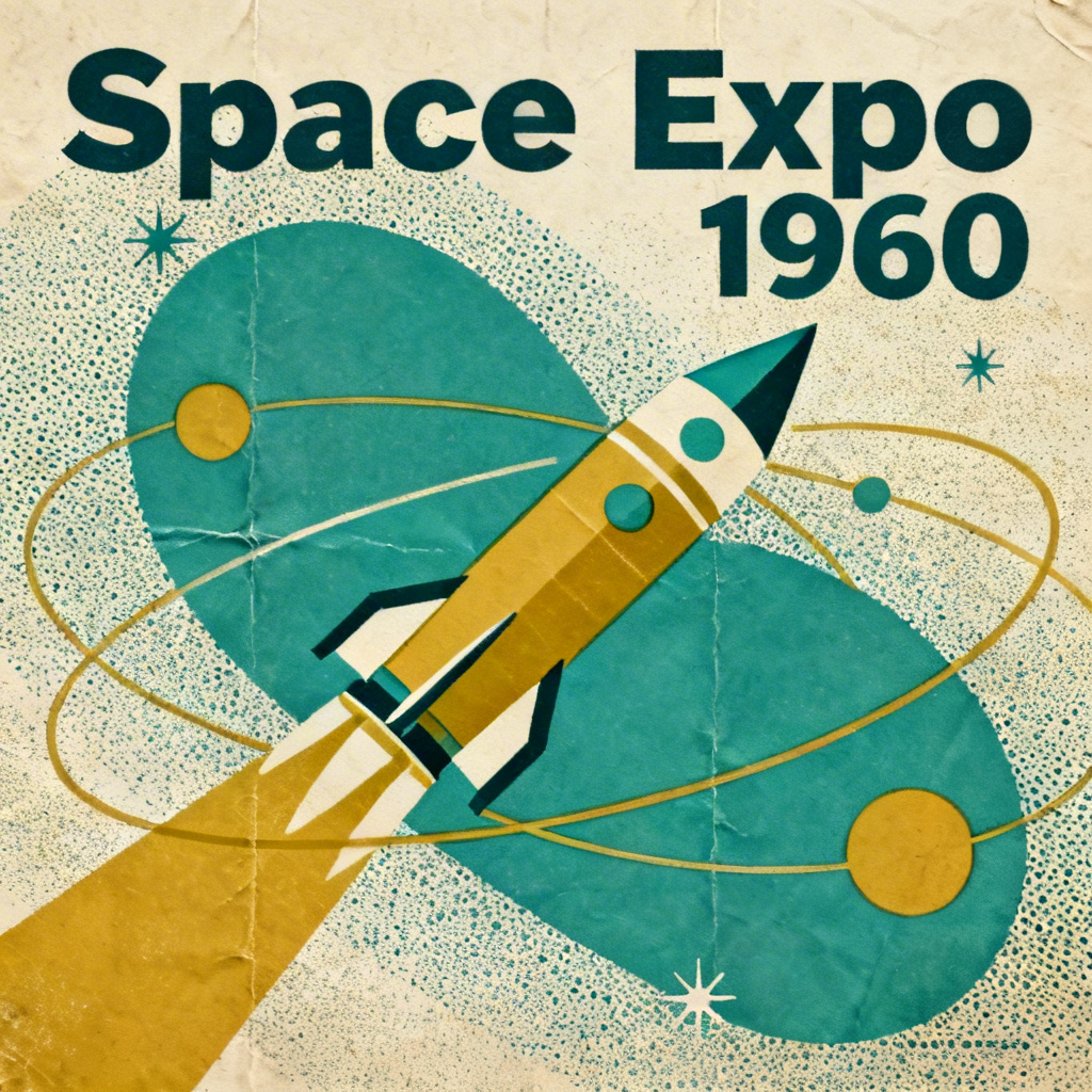AI mid century retro space expo poster