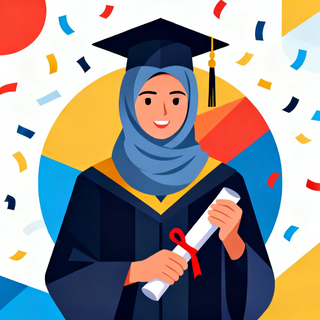 AI Illustrated Hijab Graduation Poster