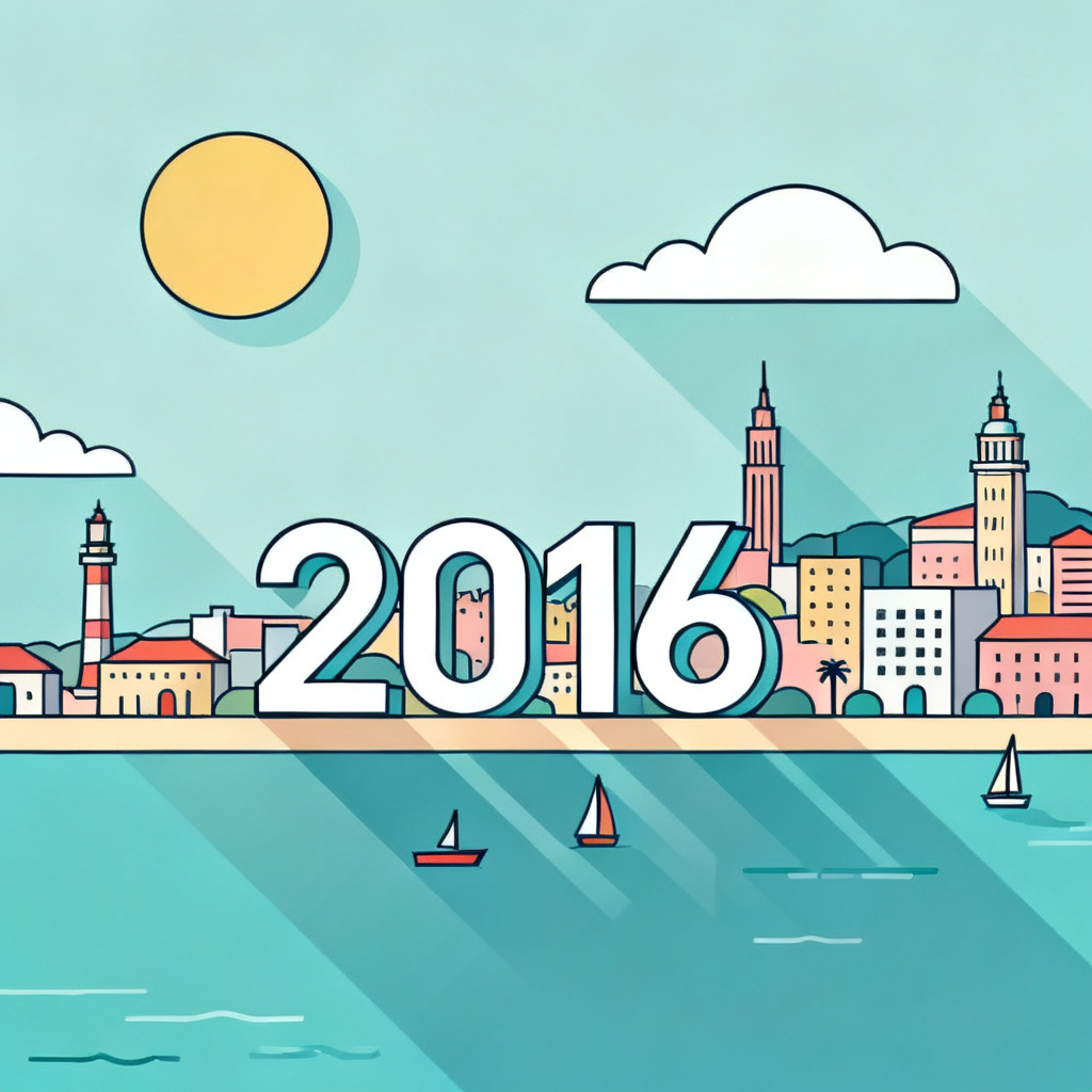 AI flat design travel scene in 2016 style