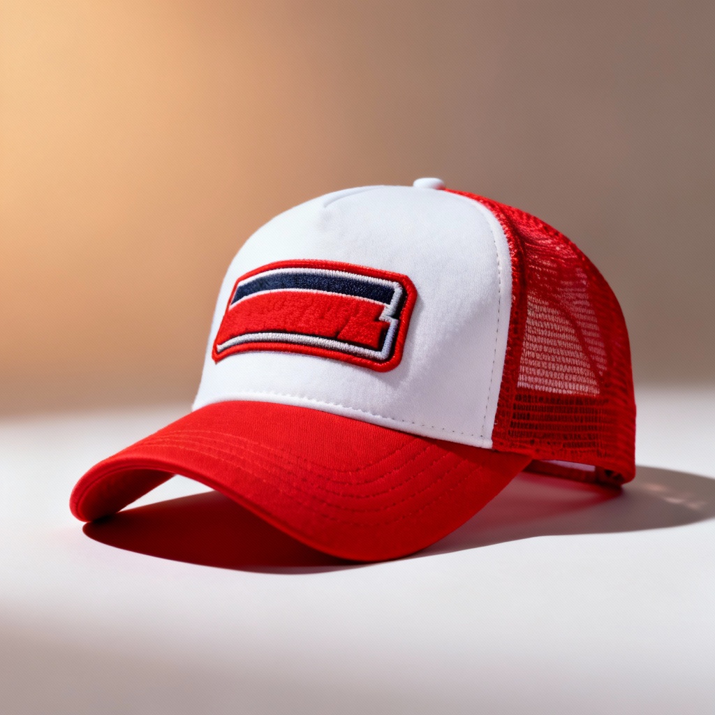 AI trucker cap with mesh back and retro patch