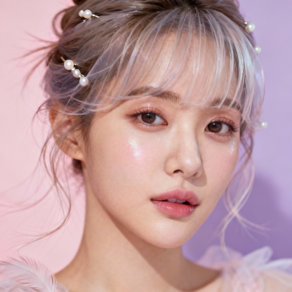 AI Korean Airy Updo With Wispy Bangs