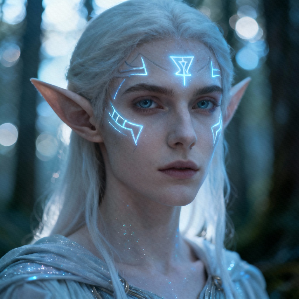 AI fantasy elf runes face paint