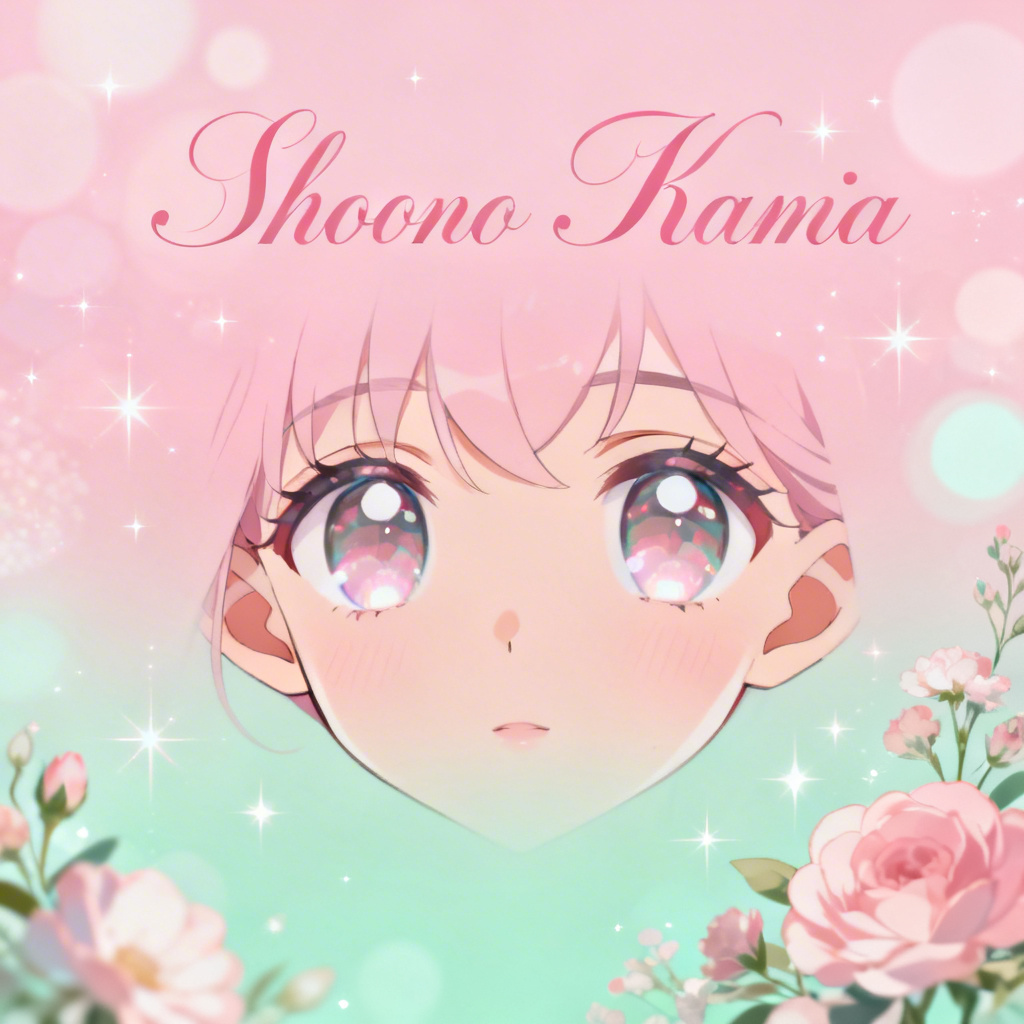 AI Kawaii Pastel Anime Poster with sparkles and florals