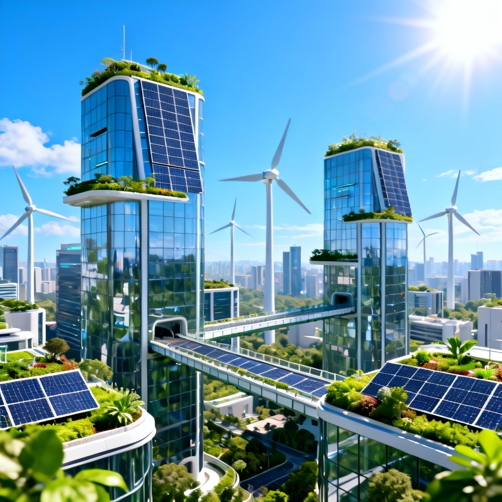 AI Futuristic Eco City Skyline