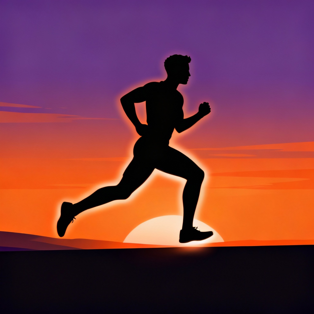 AI-generated runner silhouette at sunset with clean edges