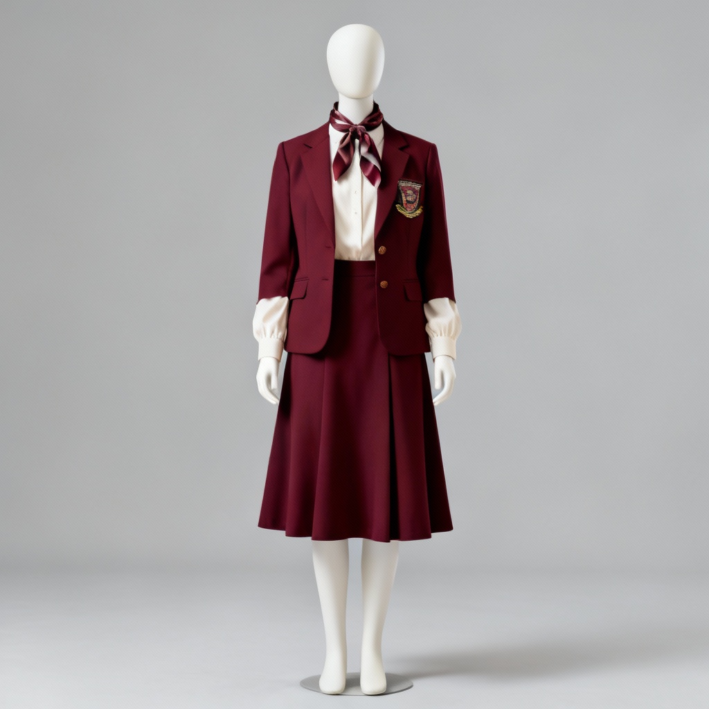 AI modest long skirt uniform option with blazer and full sleeves