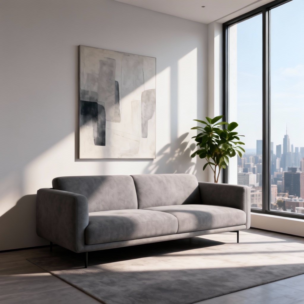 AI virtual staging minimalist condo living room
