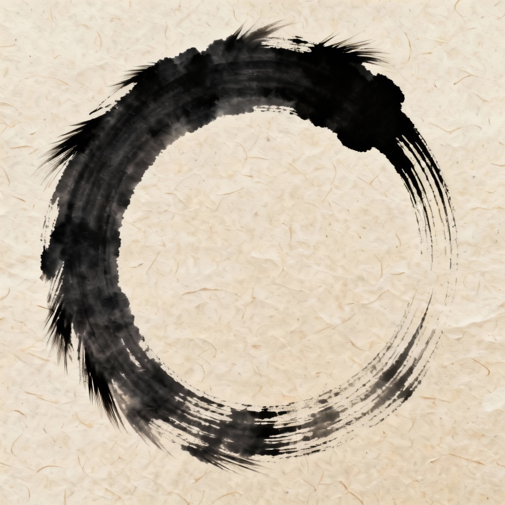 AI ink enso circle with calligraphy texture