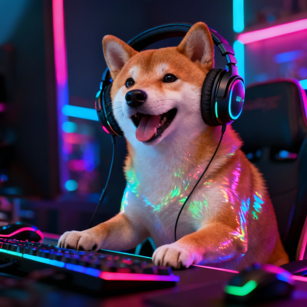 AI 3D shiba inu gamer render