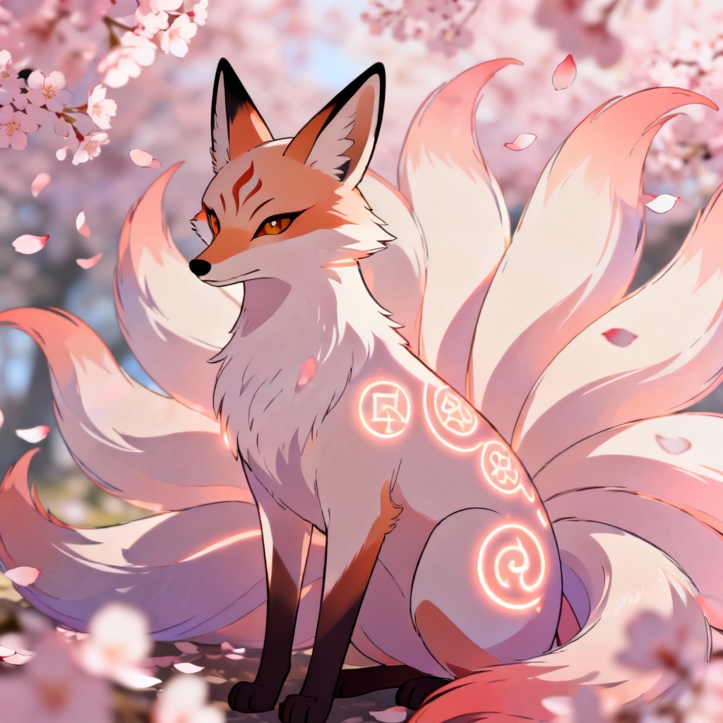 Anime fox spirit guardian avatar glowing with ethereal light