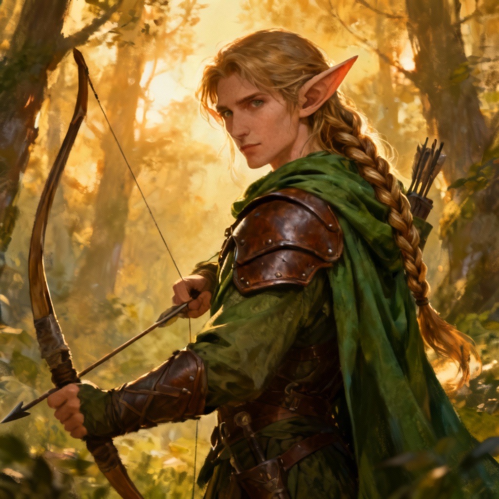AI fantasy elf archer avatar portrait