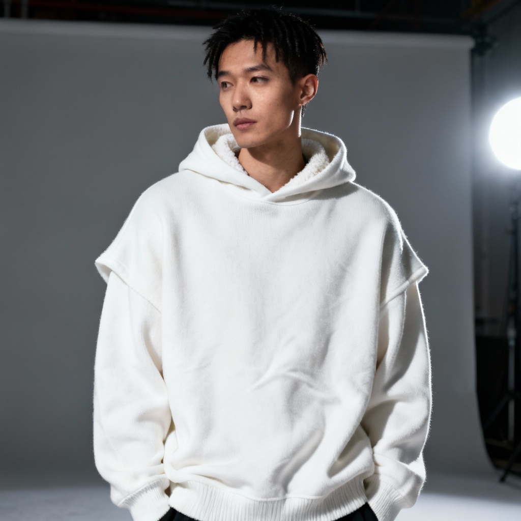 AI oversized white sweater hoodie streetwear render