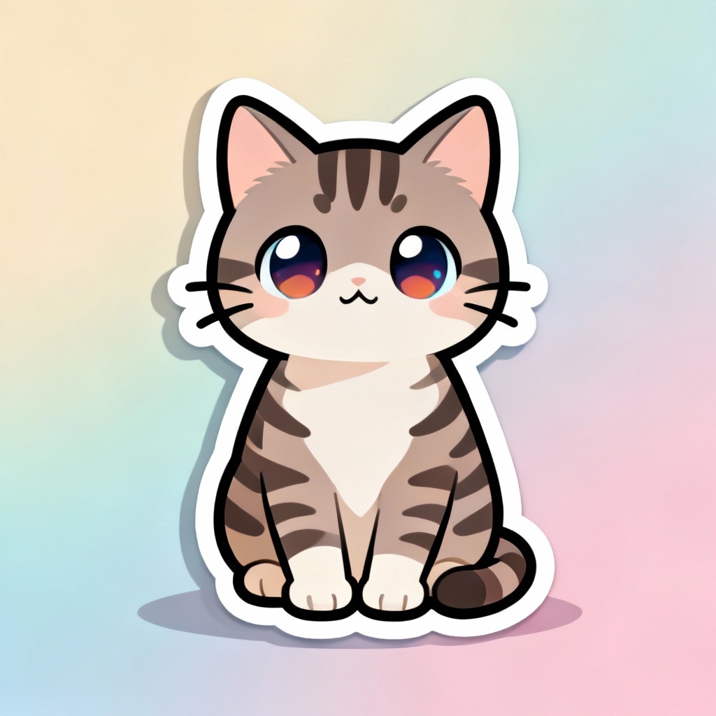 AI chibi cat sticker illustration