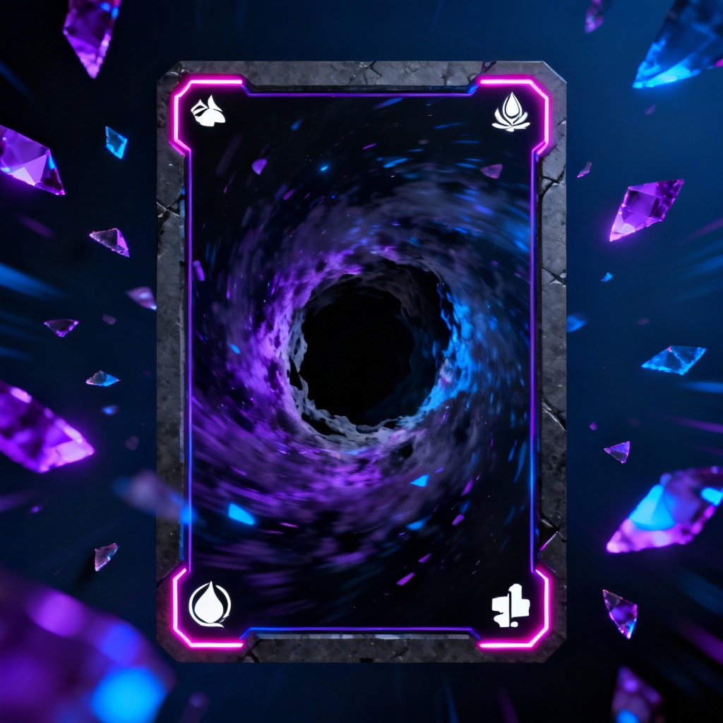 AI spell card art depicting a glowing void rift
