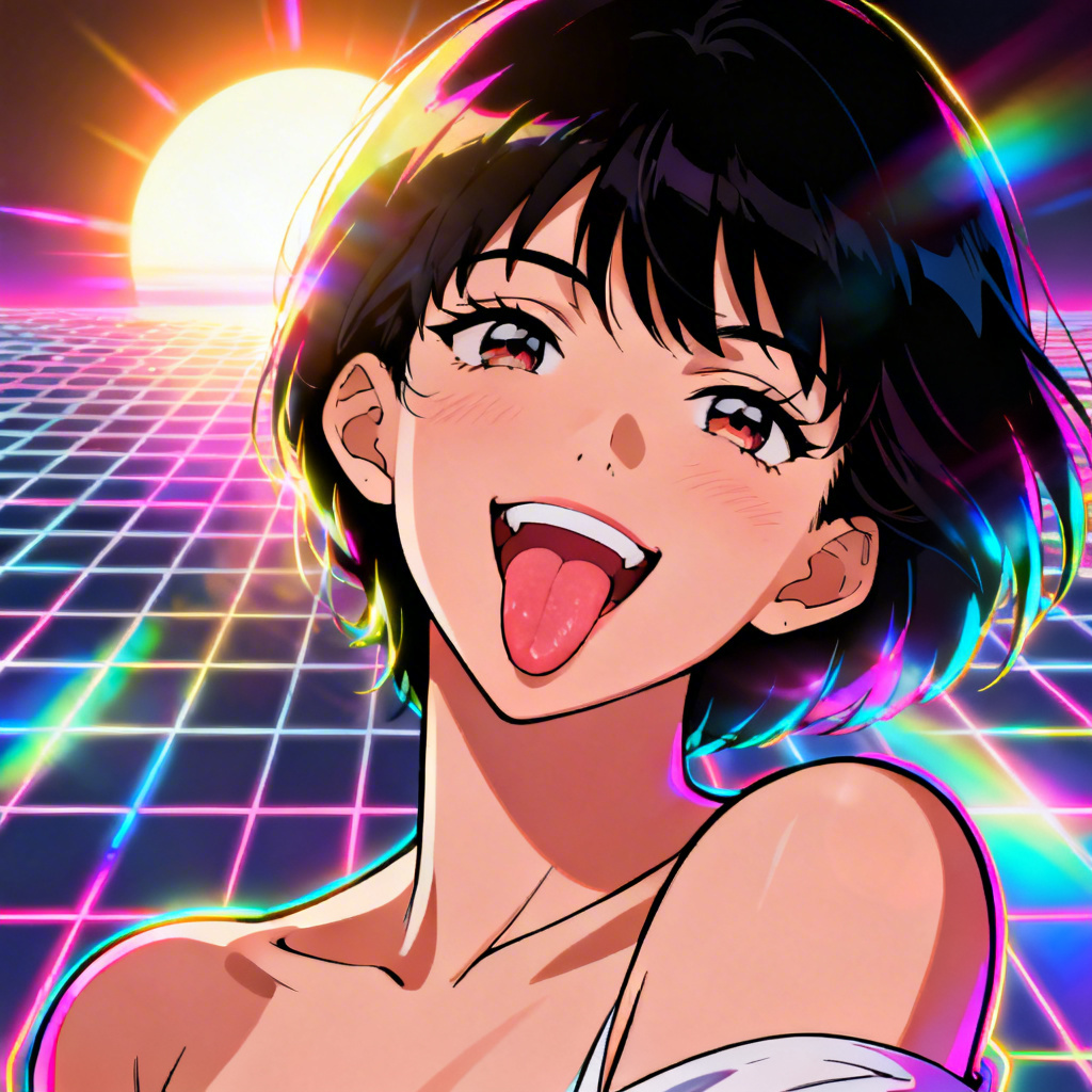 AI vaporwave ahegao meme face