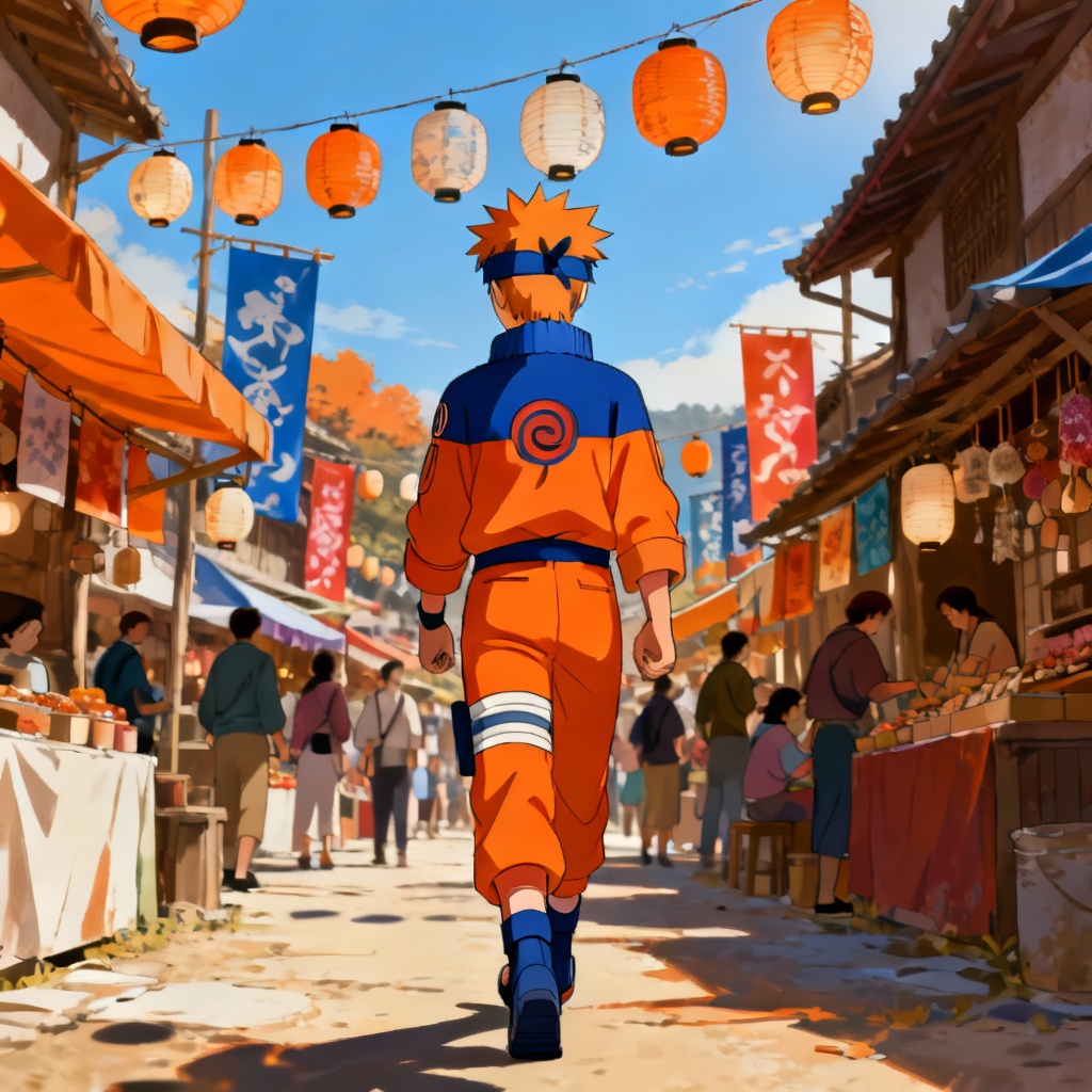 AI Naruto Uzumaki in leaf village street style