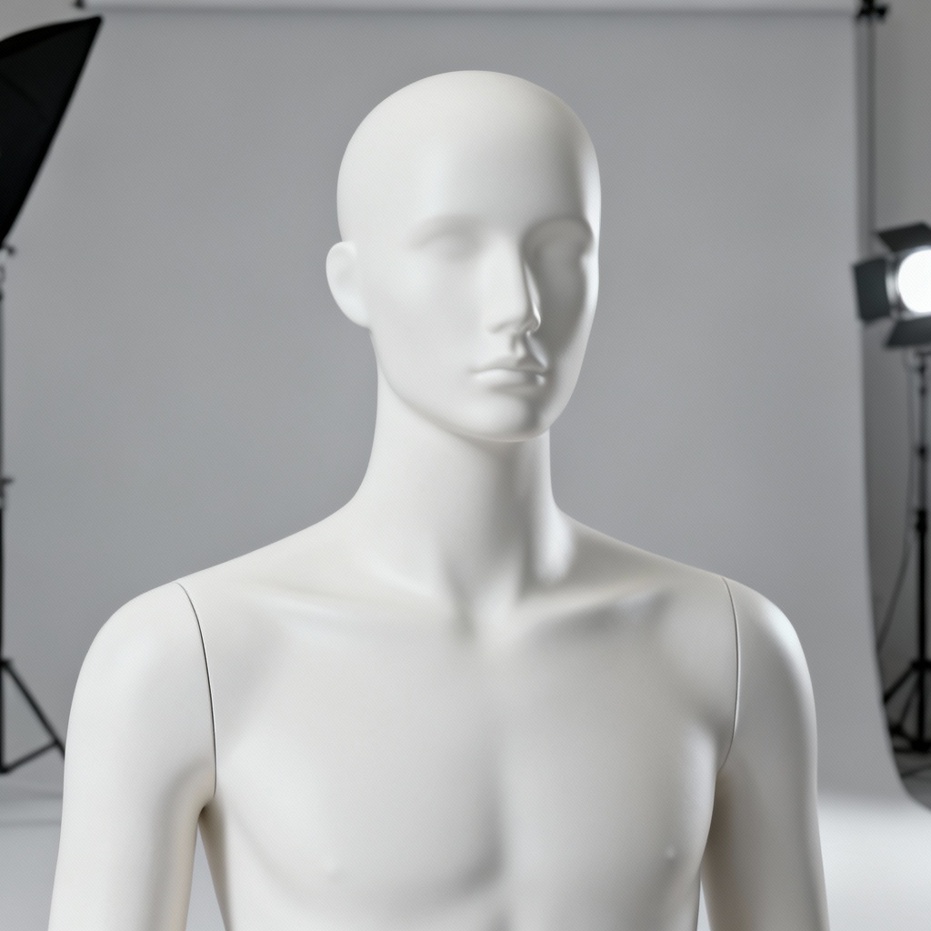 AI minimal white mannequin portrait
