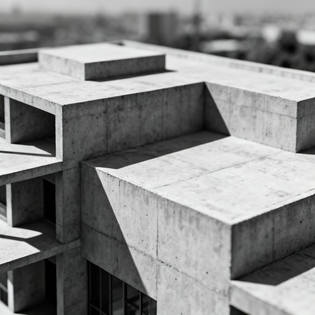 AI black and white architecture photo with minimal geometry