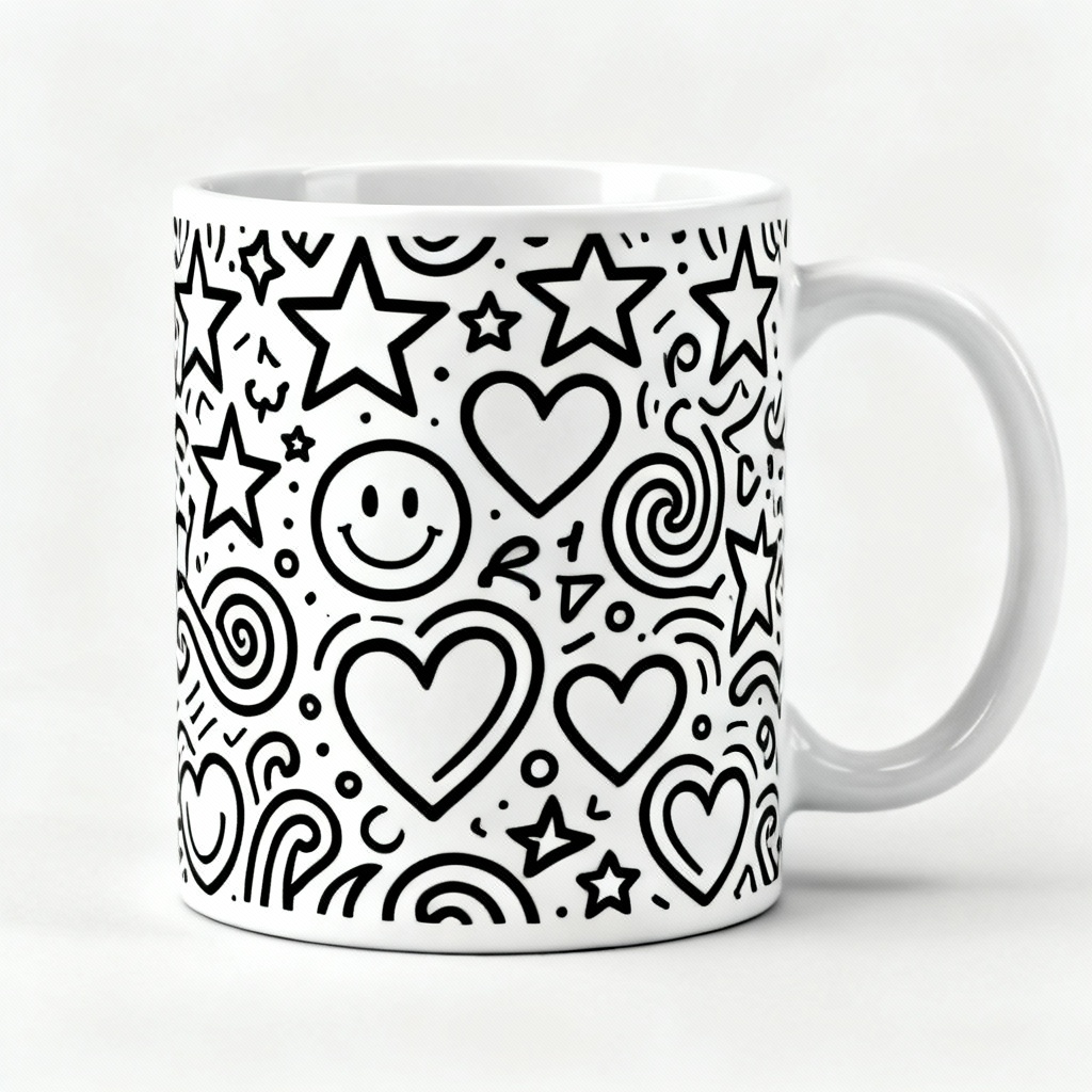 AI Mug Wrap Doodle Illustration