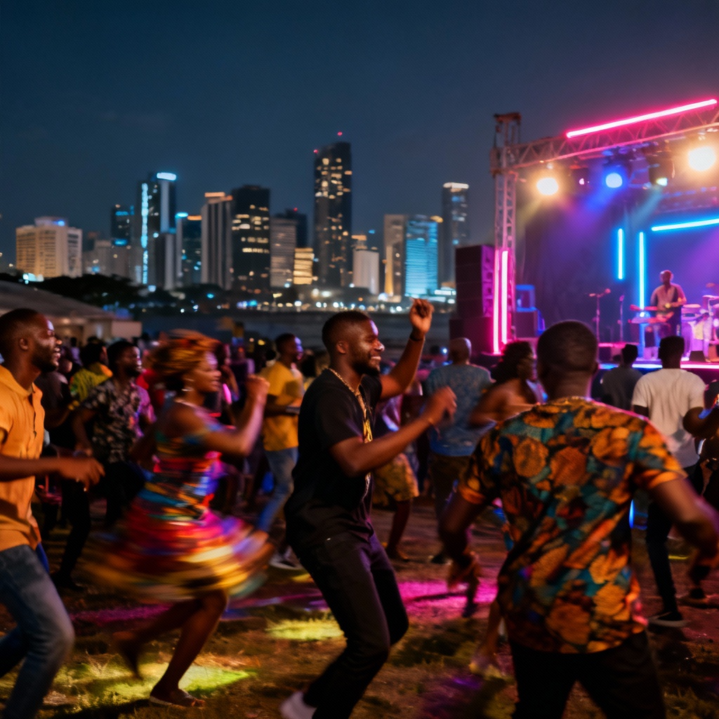 AI Afrobeats festival scene at night