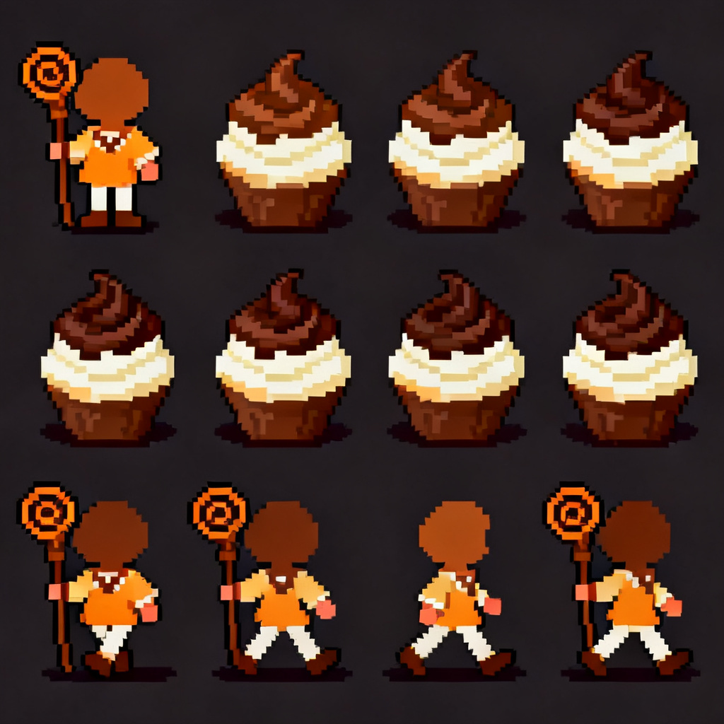 AI CRK OC cocoa mage pixel sprite sheet