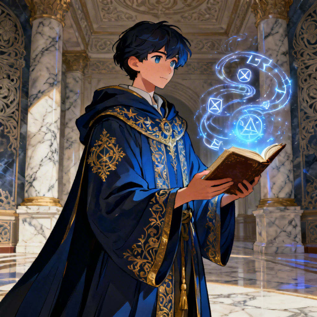 AI fantasy character of an arcane academy sorcerer