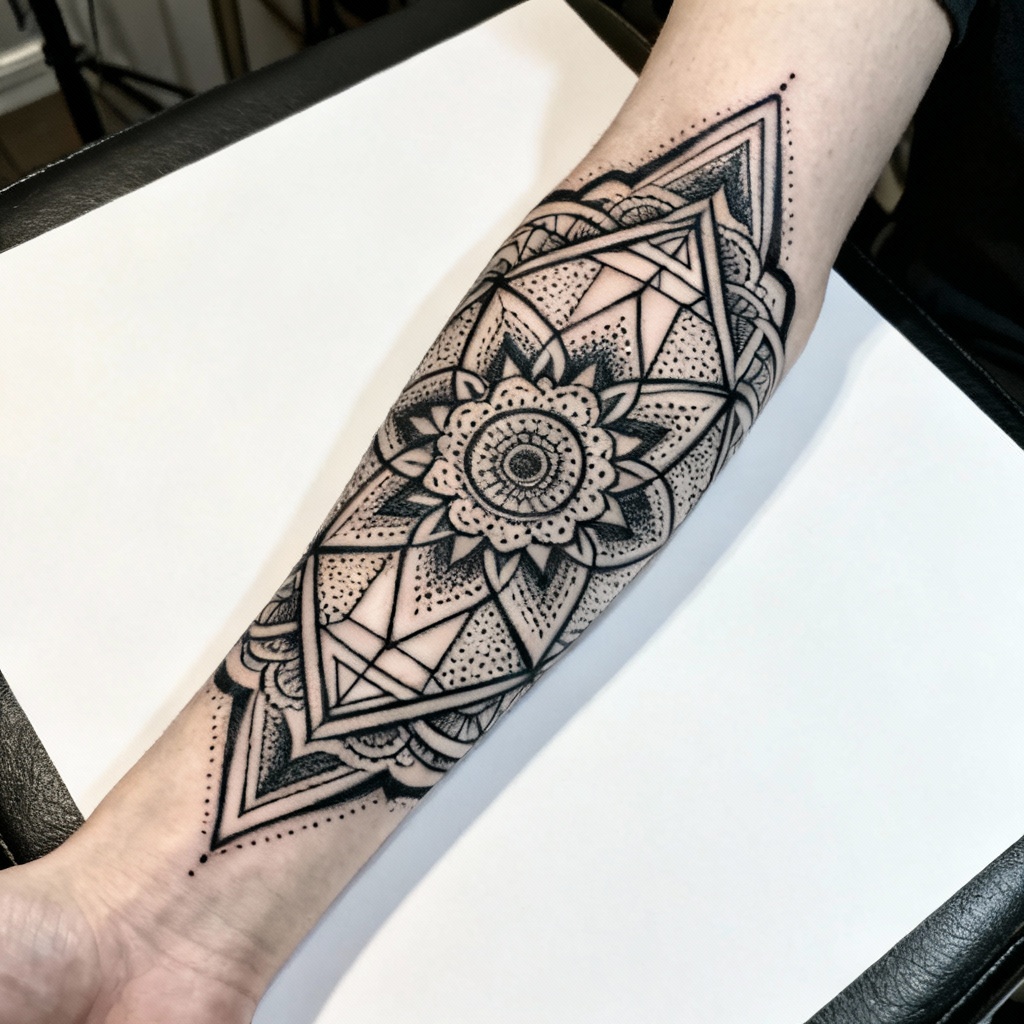 AI Sacred Geometry Forearm Tattoo Band