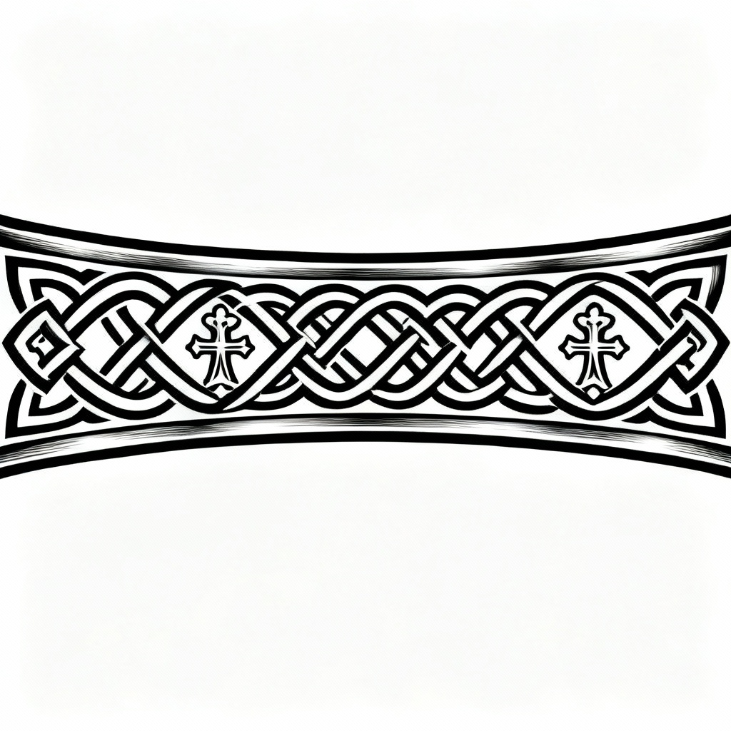 Celtic knotwork armband tattoo with interlaced patterns