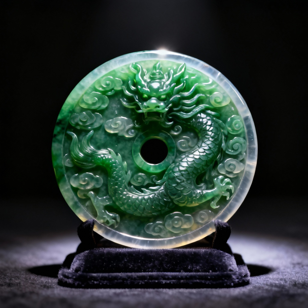 AI jade dragon pendant bas-relief