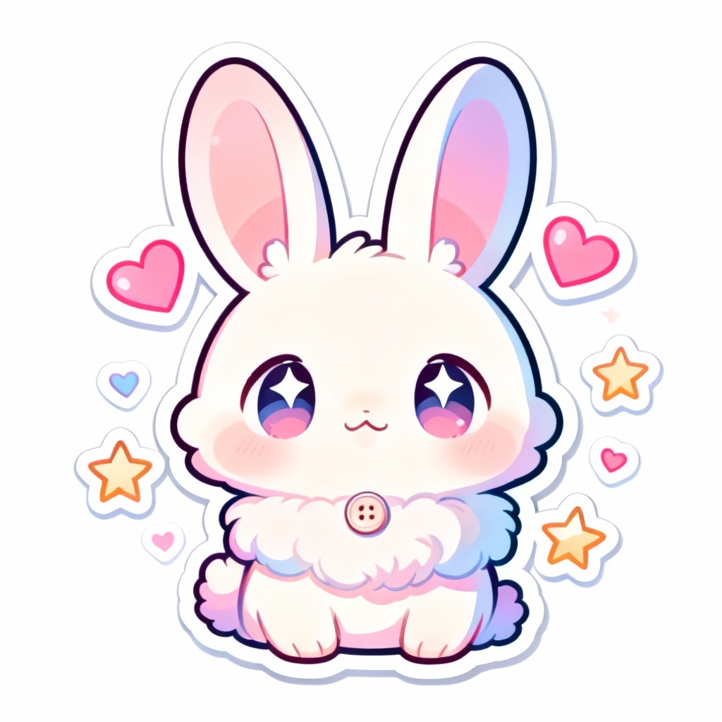 Kawaii pastel bunny character for stickers