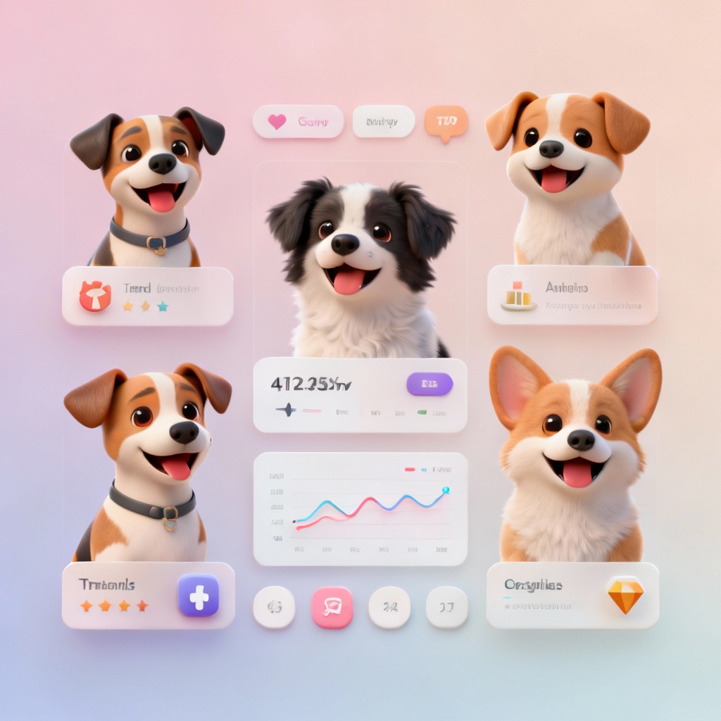 AI Puppy Trend Generator dashboard with cute puppy visuals