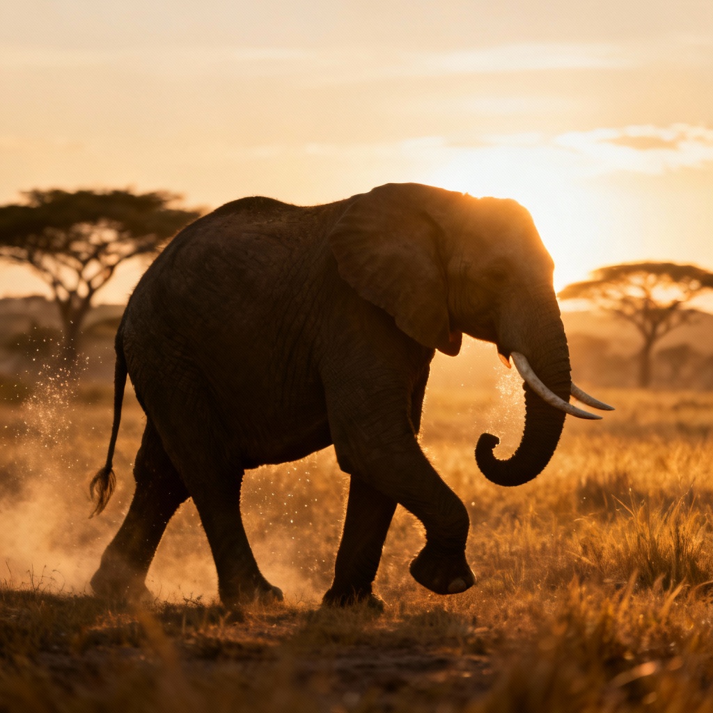 AI Sunlit Savannah Elephant