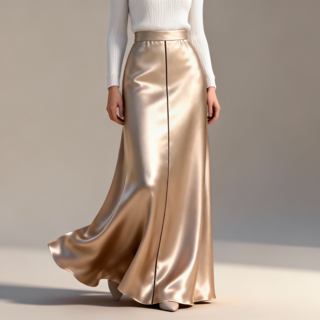 AI Satin Maxi Long Skirt Fashion