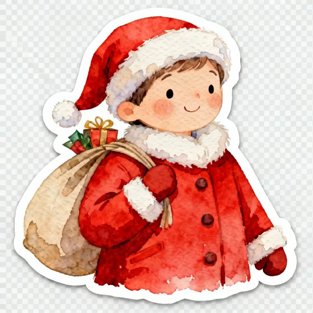 Watercolor Santa Christmas Clip Art PNG