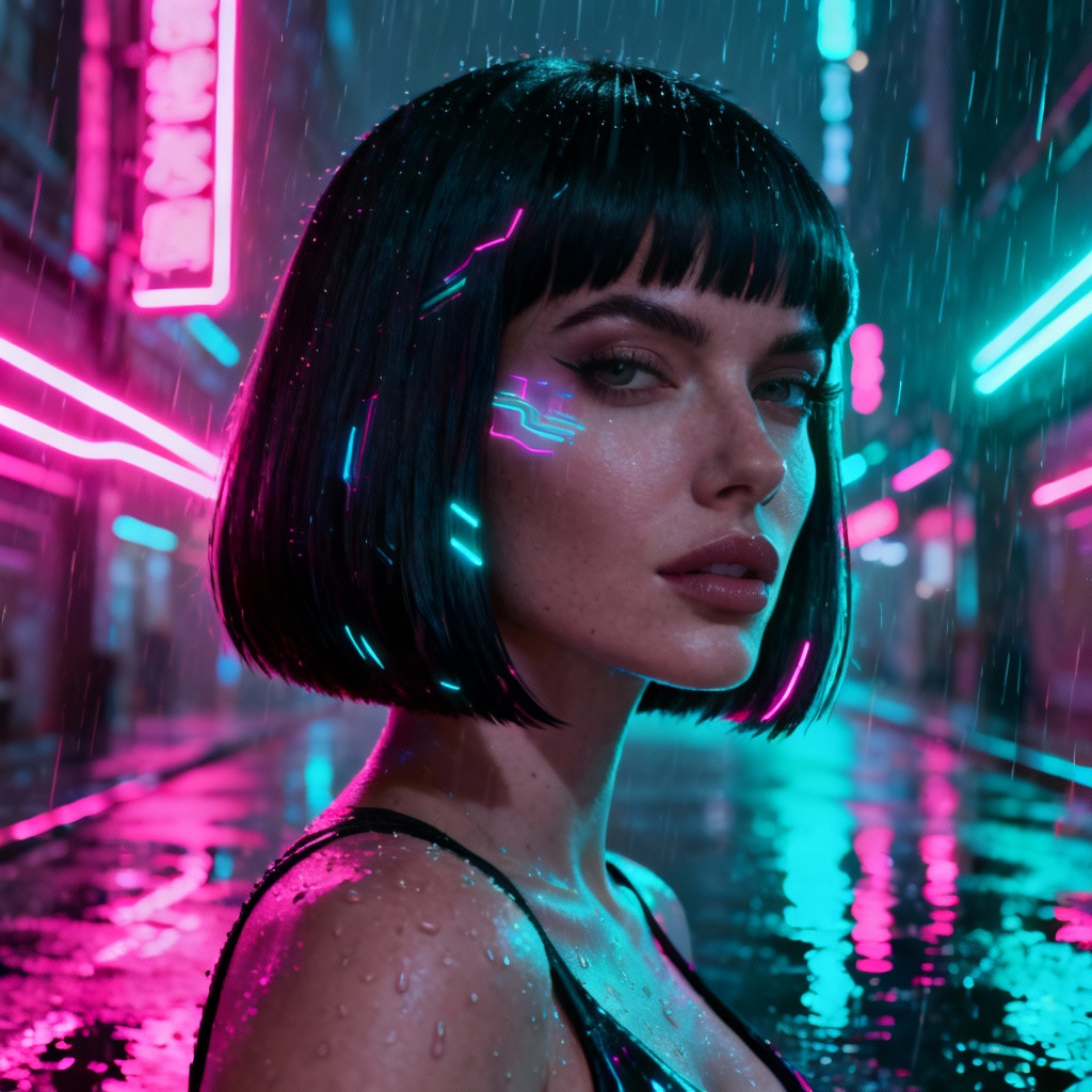 AI Cyberpunk Girlfriend Portrait