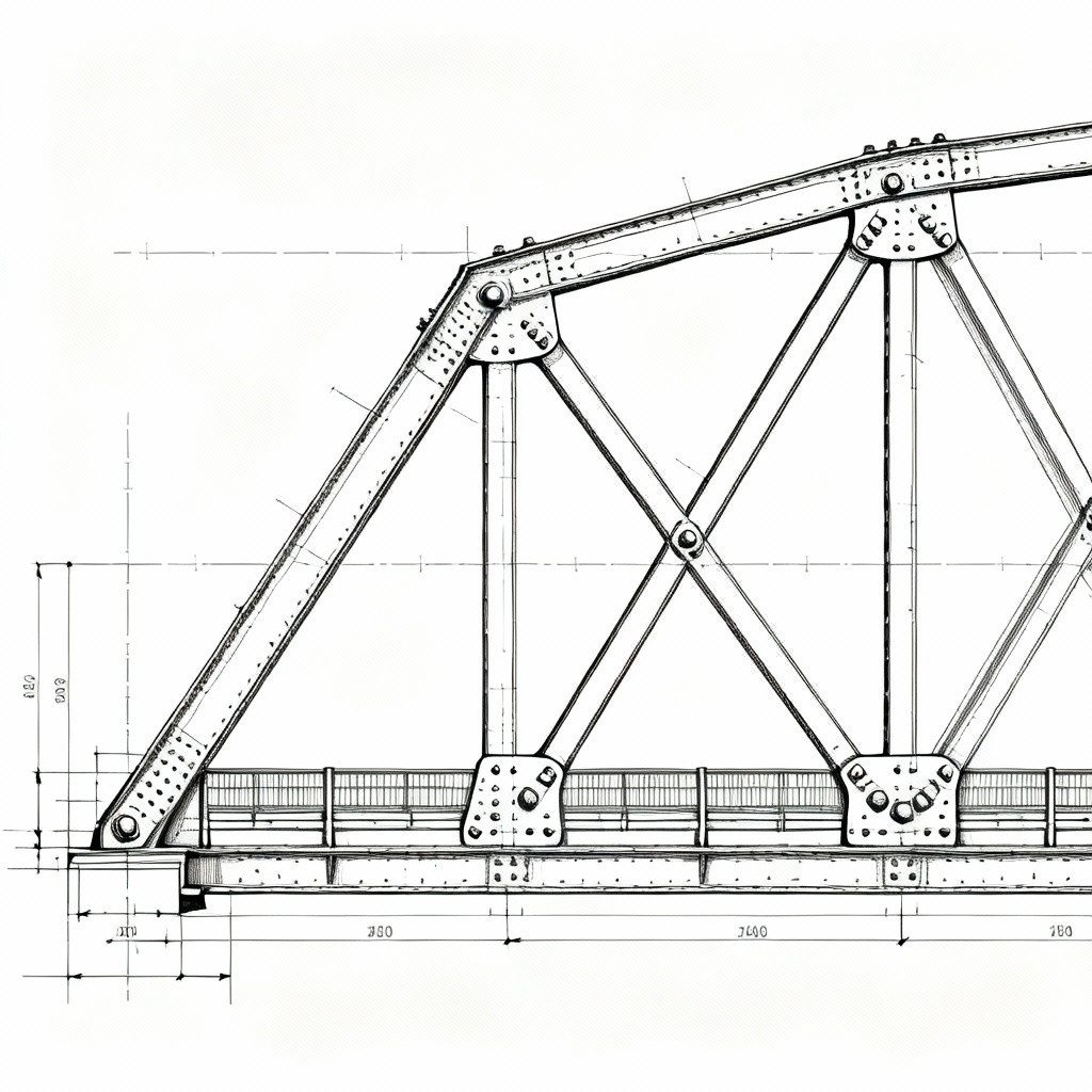 AI steel truss bridge blueprint