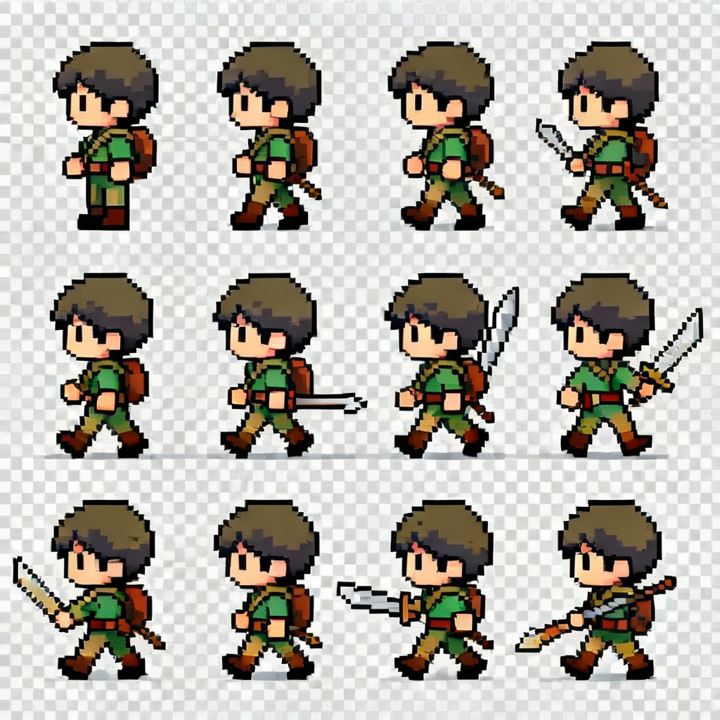 AI generated stylized character sprite sheet
