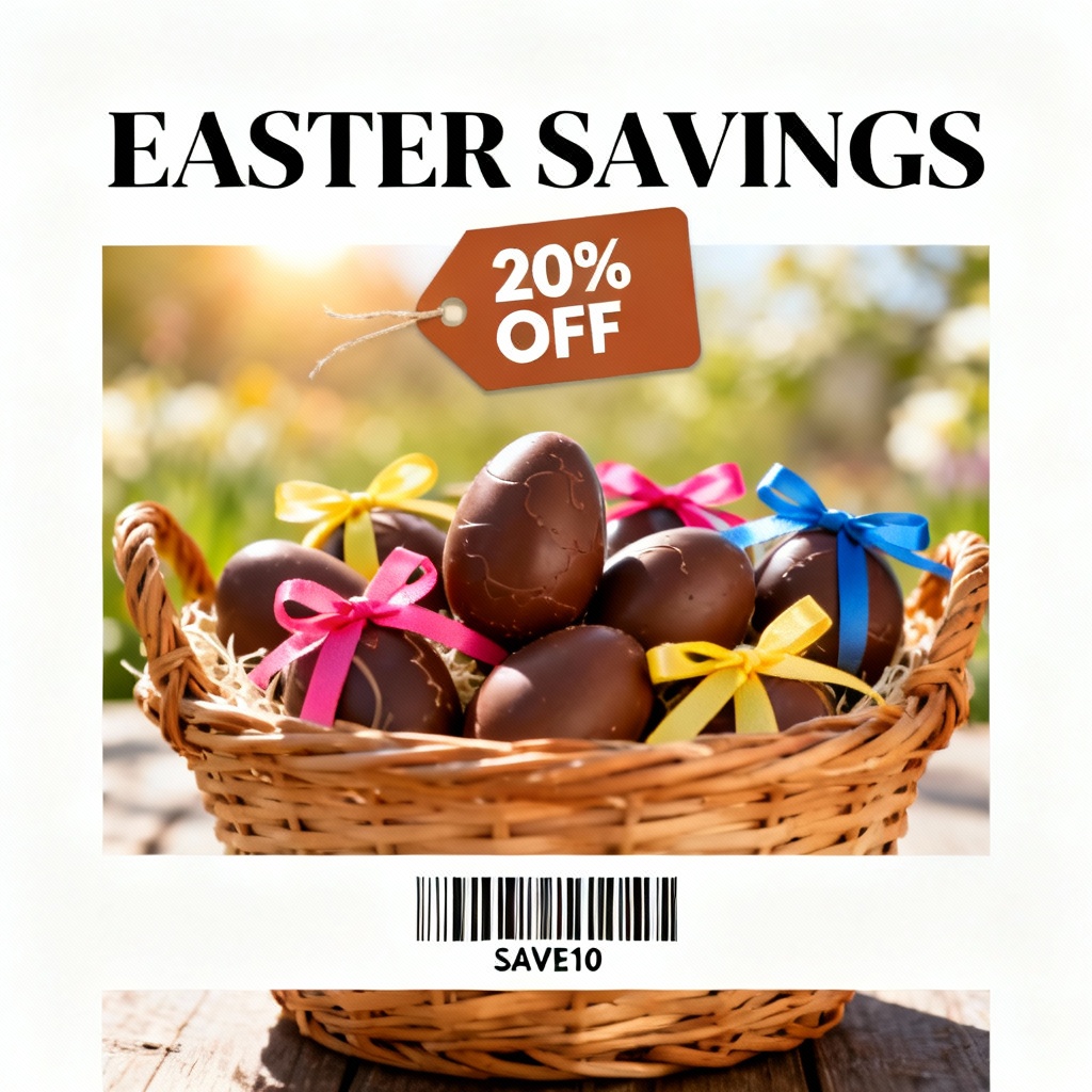 AI easter-promotion-poster photoreal chocolate eggs retail
