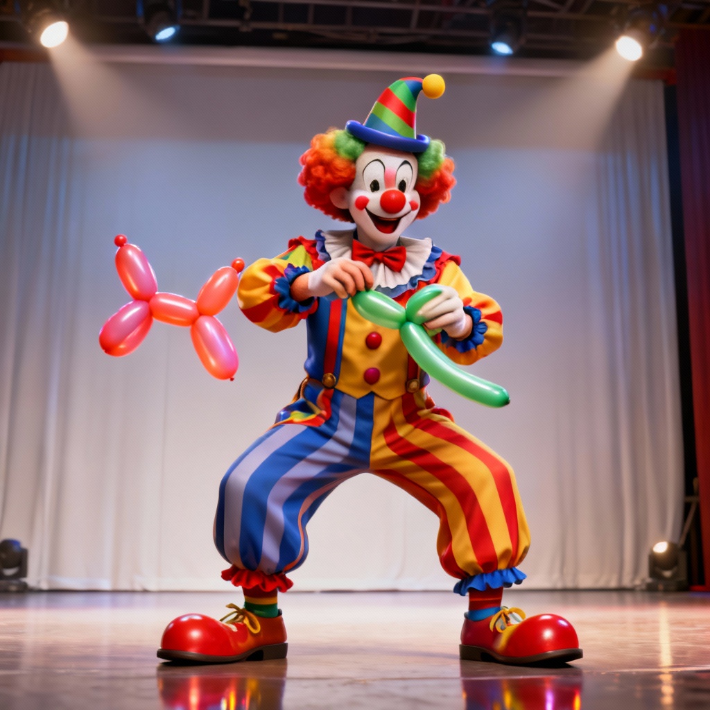AI 3D balloon animal clown render