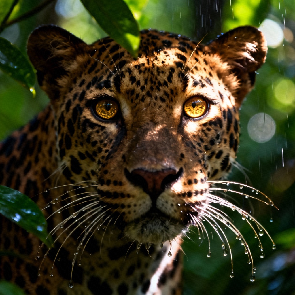AI Jaguar Portrait in Rainforest