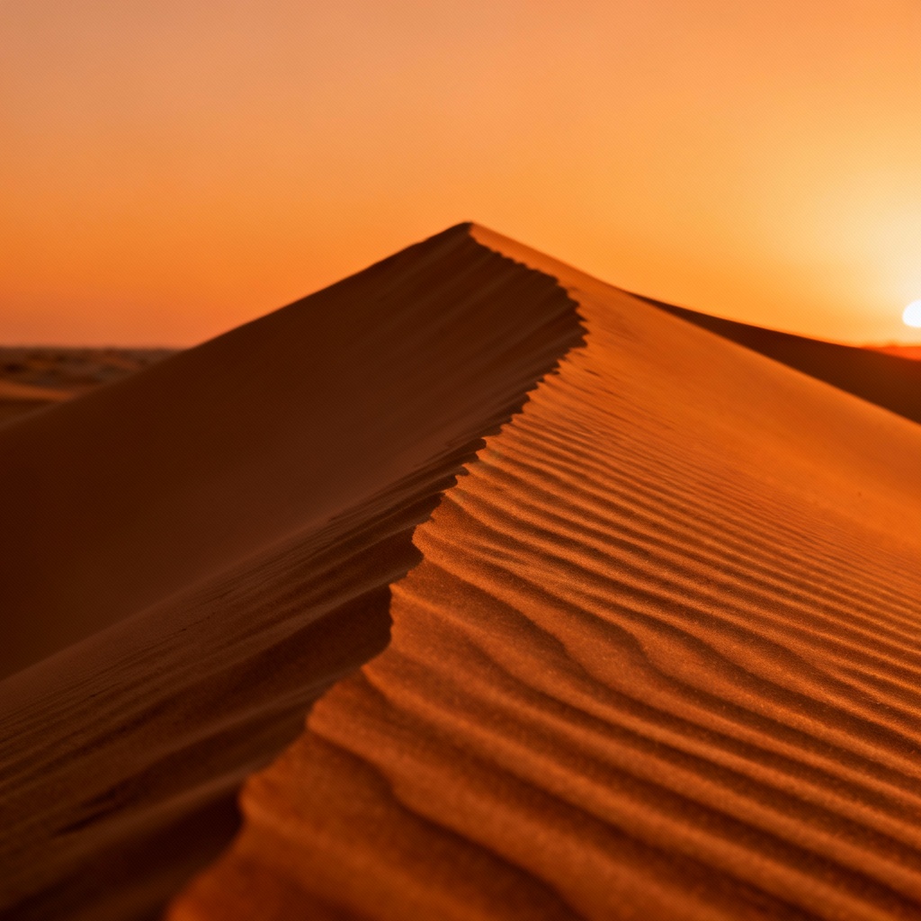 AI Sahara golden dunes at sunset