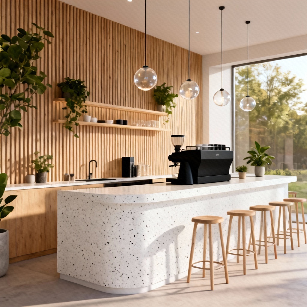 AI Minimalist Espresso Bar Interior