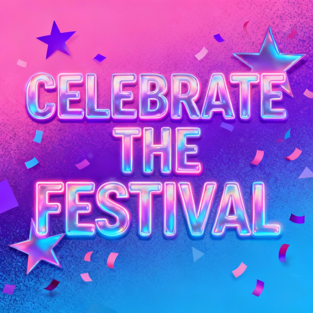 AI festival poster with neon gradient and bold typography