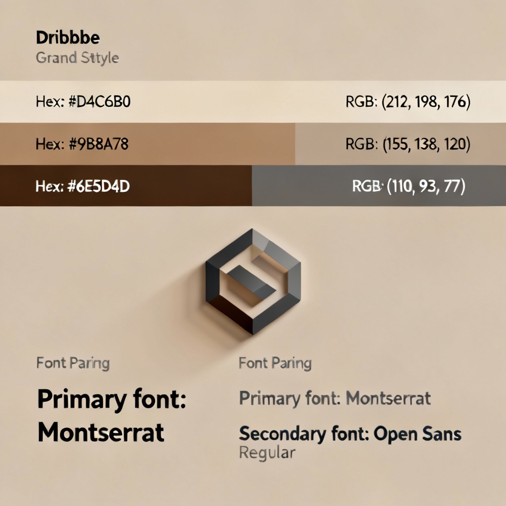 AI taupe brand palette card with hex and RGB values