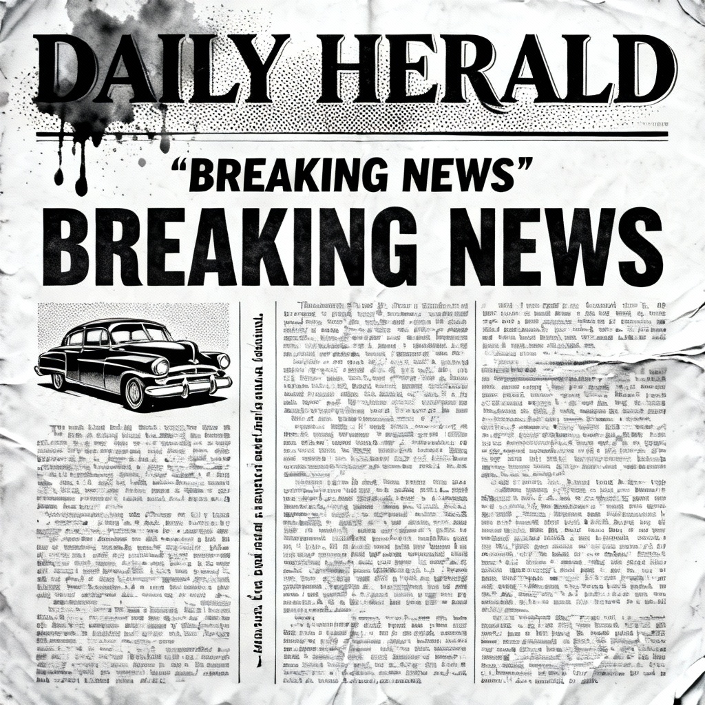 AI retro 1950s newspaper with vintage halftone texture