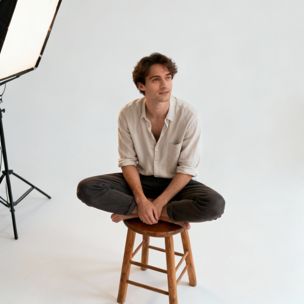 AI studio cross legged sitting casual pose reference