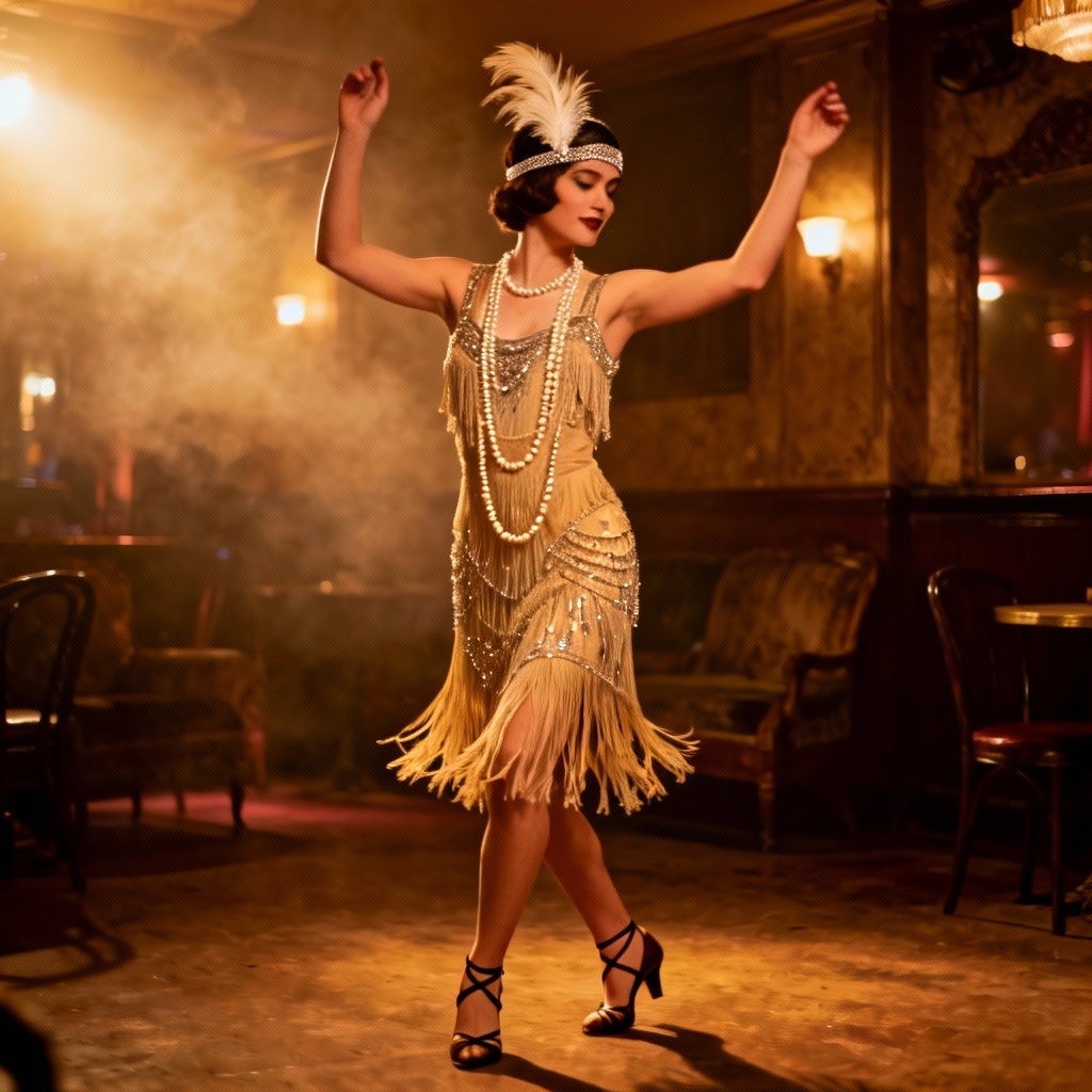 AI 1920s flapper dress with beaded fringe